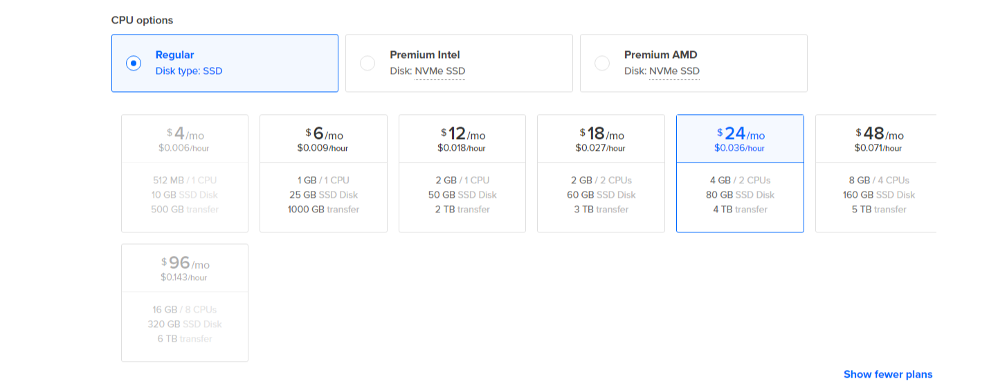 DigitalOcean Droplet Size